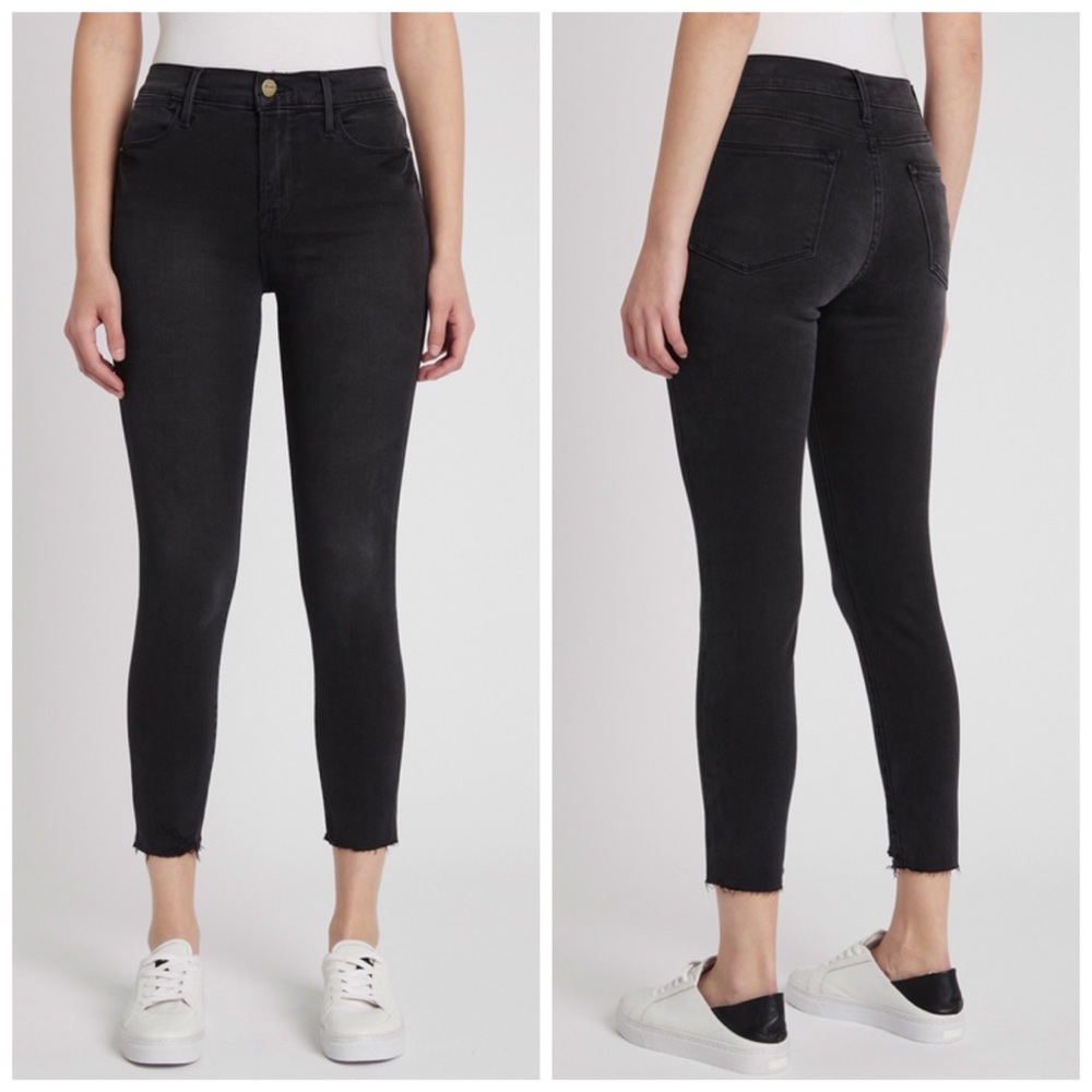 Frame Denim Le High Skinny Crop Raw Hem Jeans